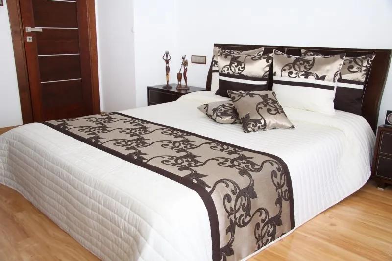 Luxus bézs színű ágytakaró, barna motívummal Szélesség: 170 cm | Hossz: 210 cm