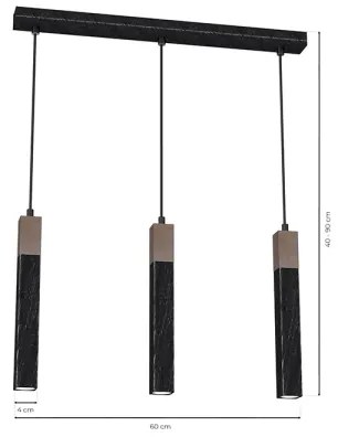 Csillár zsinóron SOLO 3xGU10/MR11/40W/230V fekete