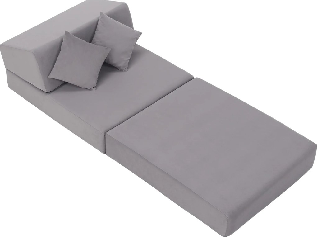 Összecsukható matrac/fotel, 2v1, világosszürke, PELOS