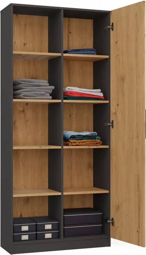 RD-80 polcos szekrény, antracit-tölgy