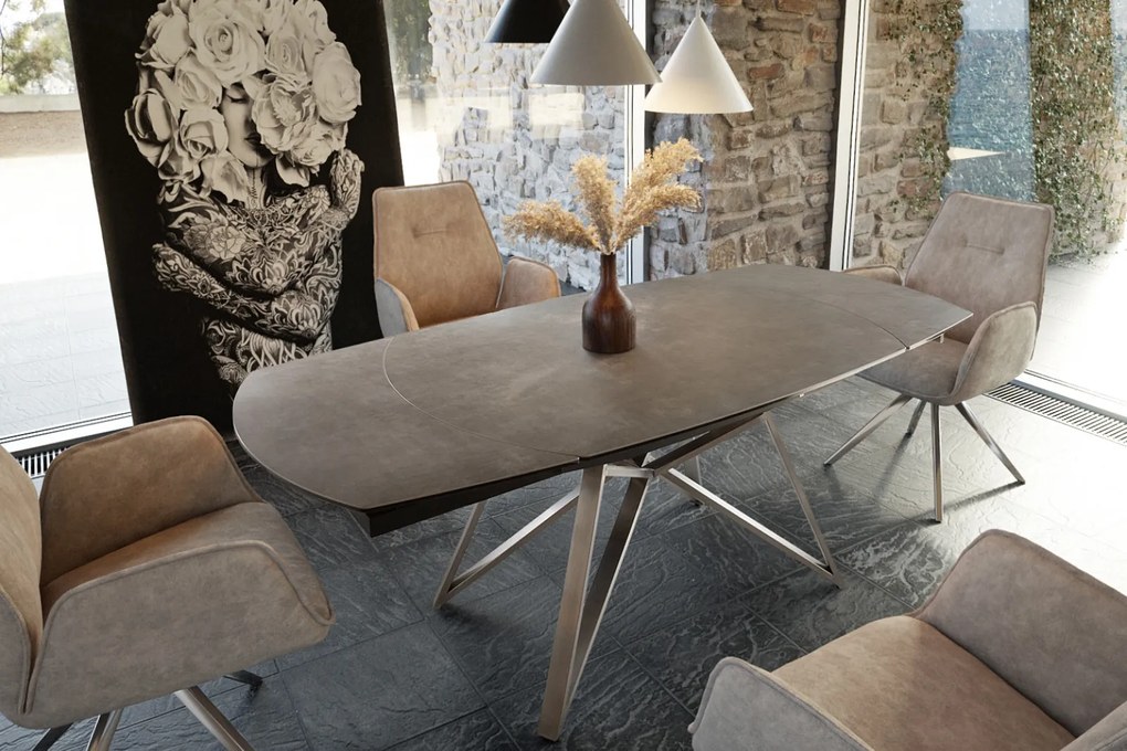 MOZART prémium kerámia étkezőasztal - 130-200cm - barna