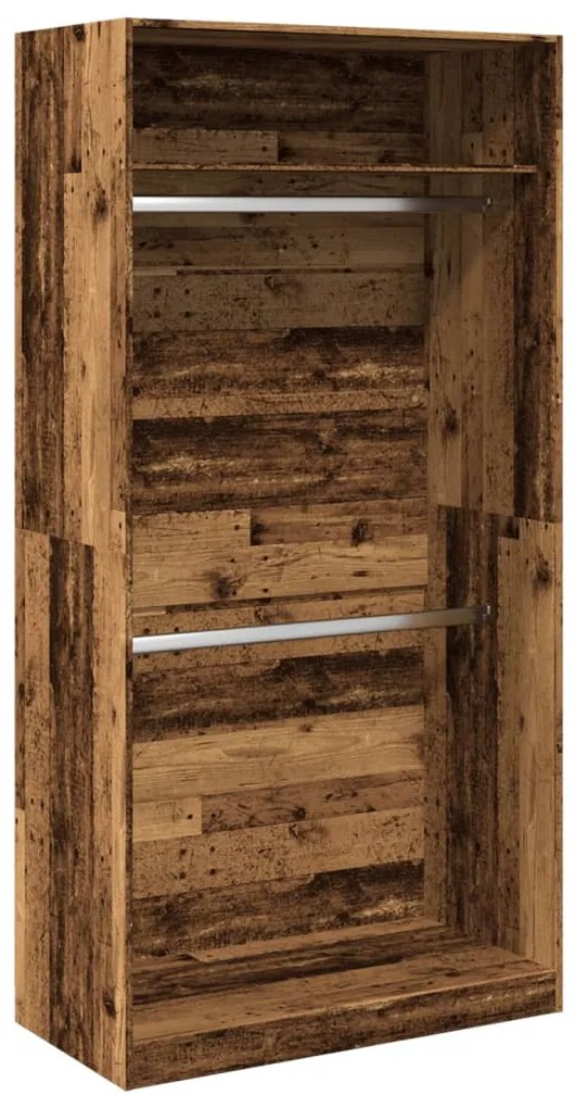 antik fa színű szerelt fa ruhásszekrény 100 x 50 x 200 cm