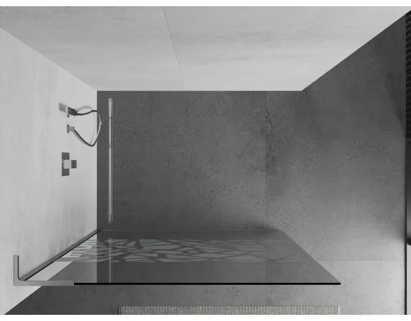 Mexen Kioto L, Walk-In zuhany paraván 100 x 200 cm, 8 mm átlátszó üveg fehér mintás, króm profil, 800-100-103-01-85