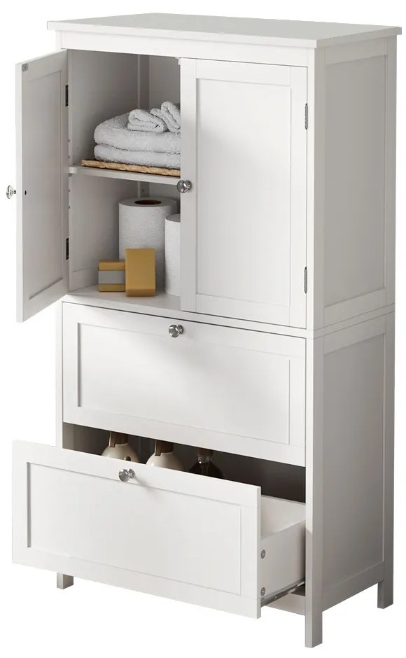 2 ajtós tárolószekrény 2 fiókkal 60x30x110cm