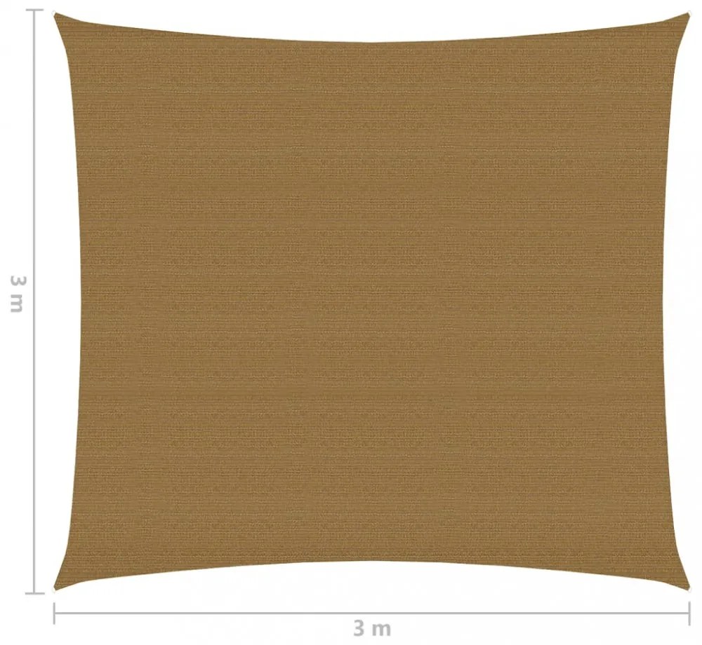 tópszínű HDPE napvitorla 160 g/m² 3 x 3 m