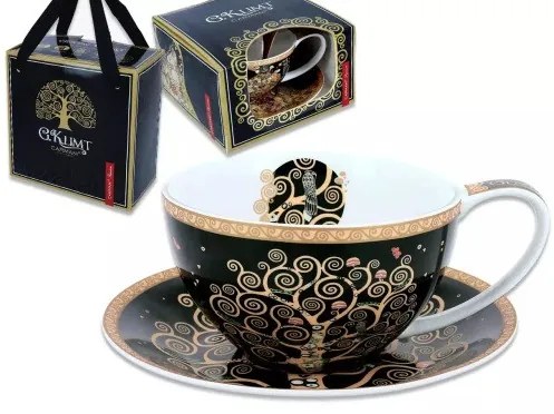 Porceláncsésze+alj,360ml,dobozban,Klimt:Életfa