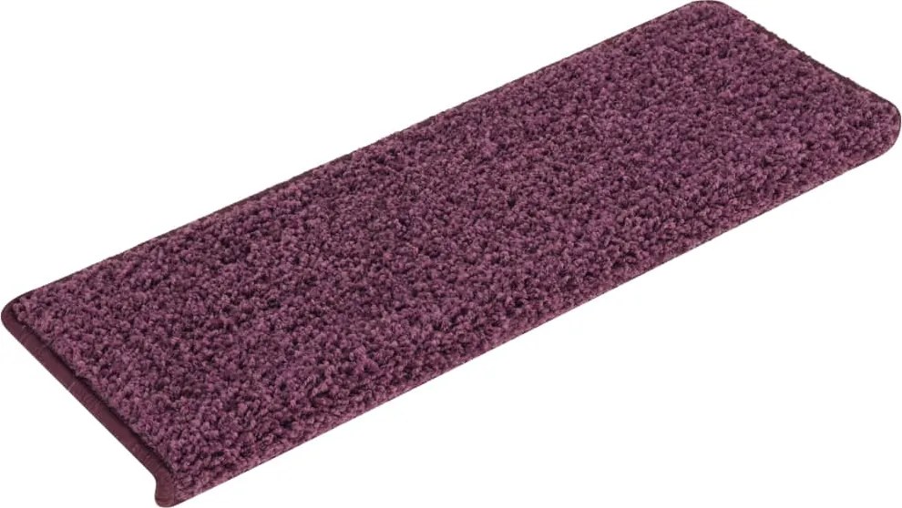 vidaXL 15 db lépcsőszőnyeg, 65 x 21 x 4 cm, sötétlila, téglalap alakú széllel