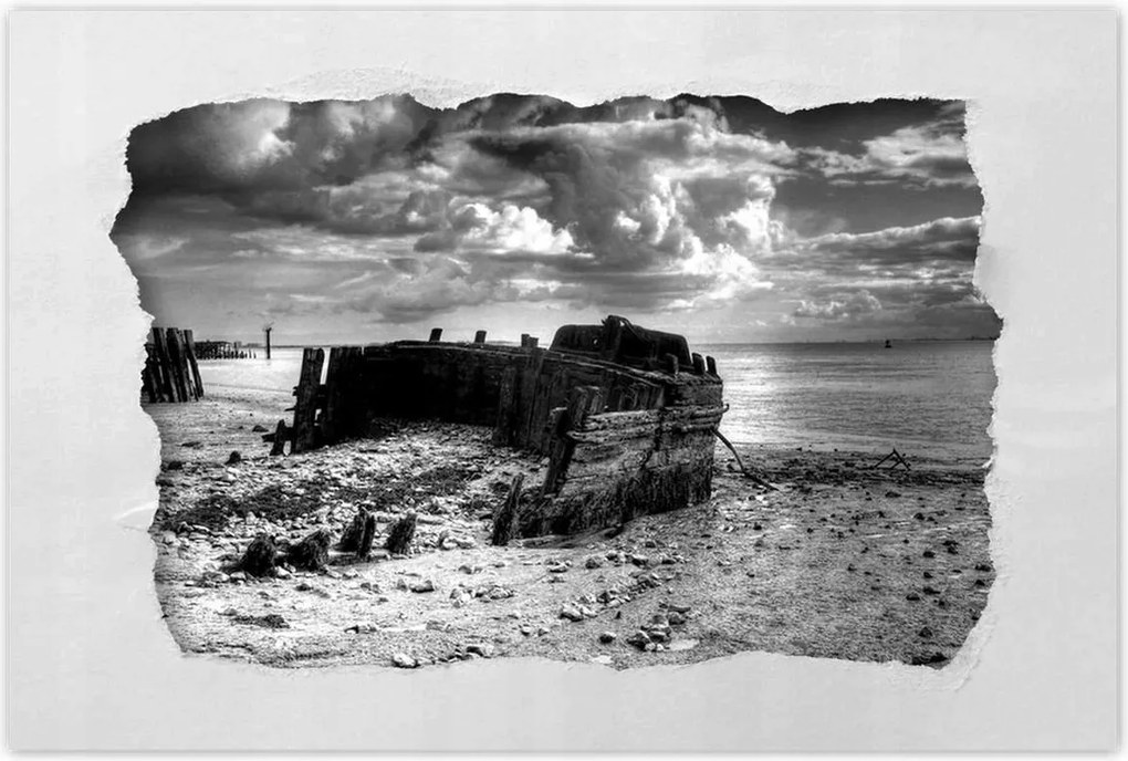 Poszterek 60x40 Fekete-fehér hajó fotó