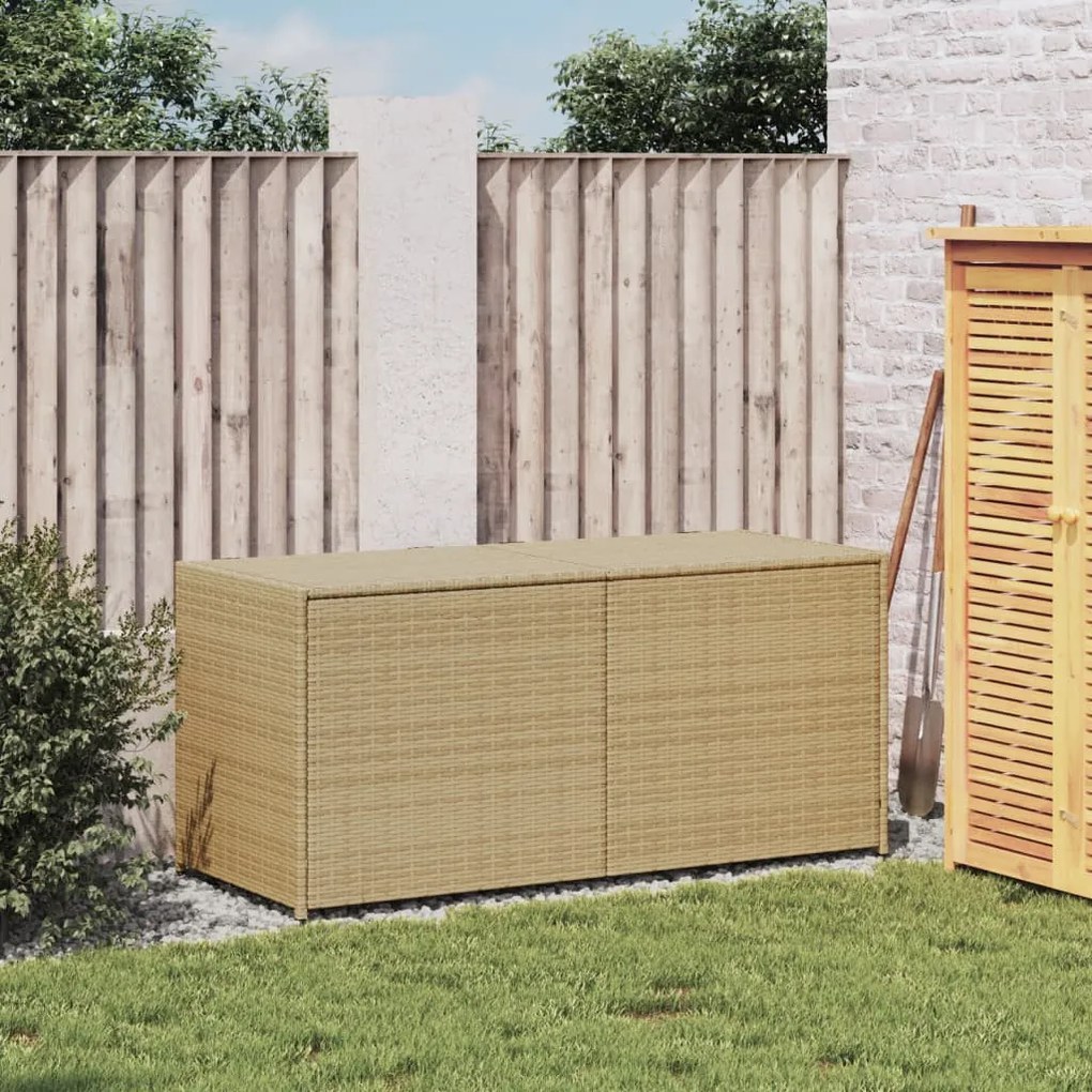 Vegyes bézs polyrattan kerti tárolóláda 283 L