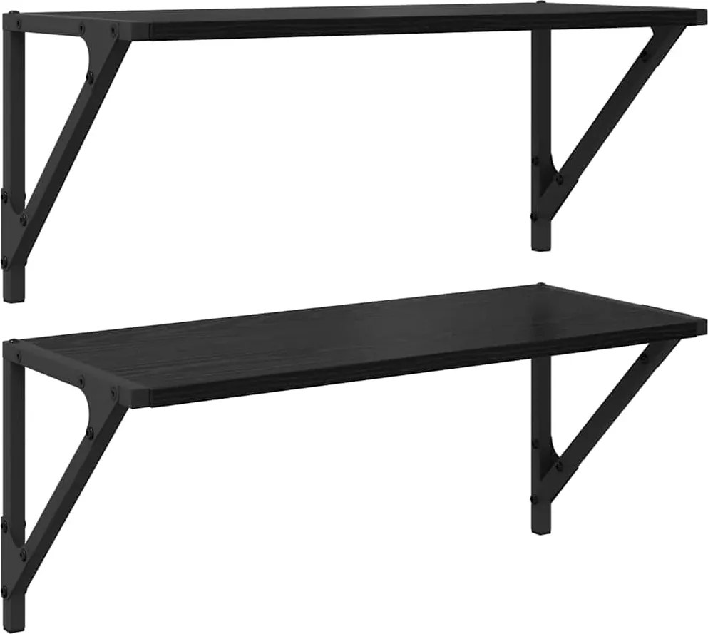 vidaXL Falpolcok 2 pcs Fekete tölgy 60 x 25 x 25,5 cm Faanyag