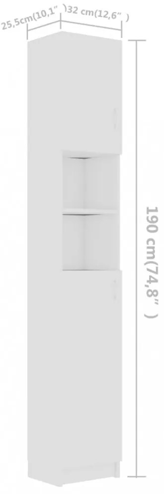 fehér szerelt fa fürdőszobaszekrény 32 x 25,5 x 190 cm