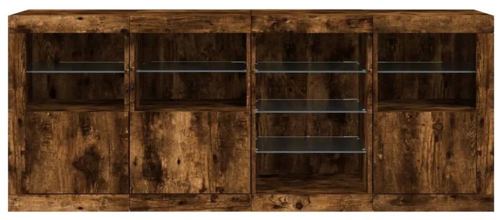 vidaXL füstös tölgy színű tálalószekrény LED-ekkel 164 x 37 x 67 cm