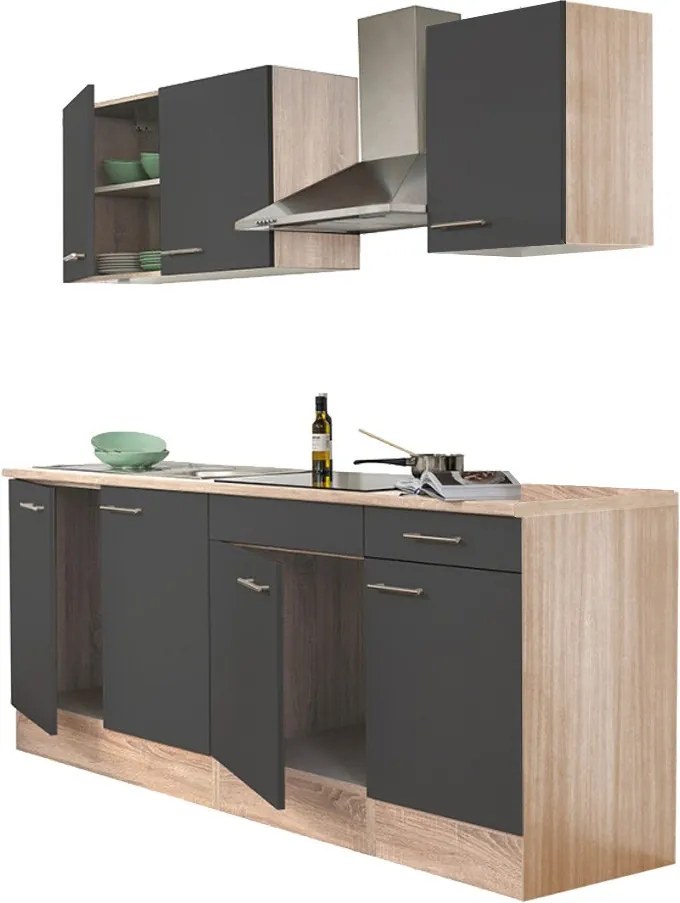 Yorki 210 konyhabútor sonoma tölgy korpusz,selyemfényű antracit fronttal