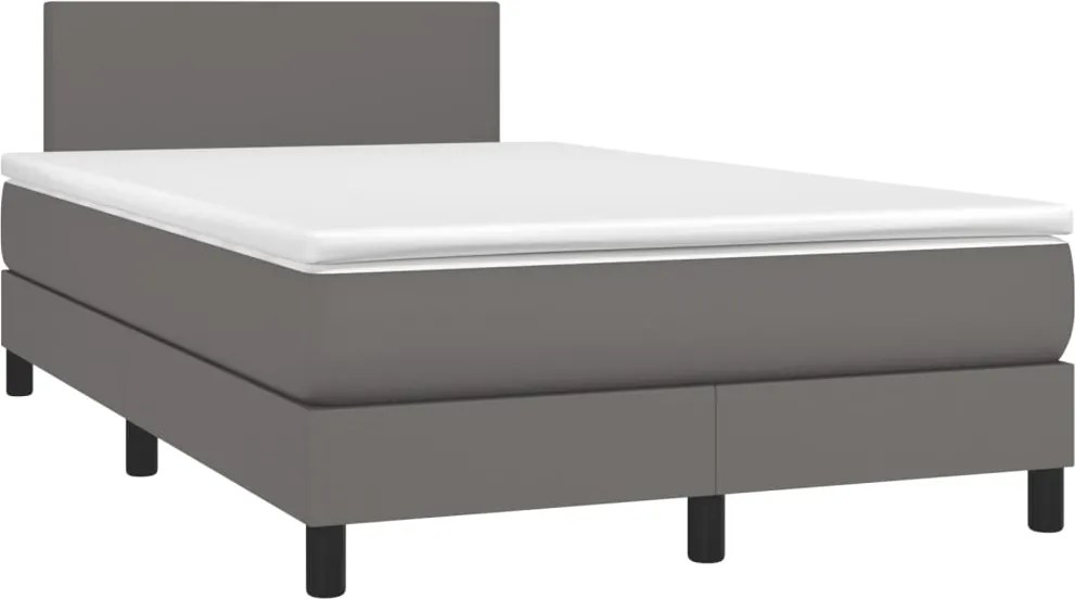 vidaXL szürke műbőr rugós ágy matraccal 120x190 cm