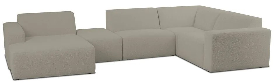 Világosbarna buklé sarokkanapé (U alakú) Roxy – Scandic