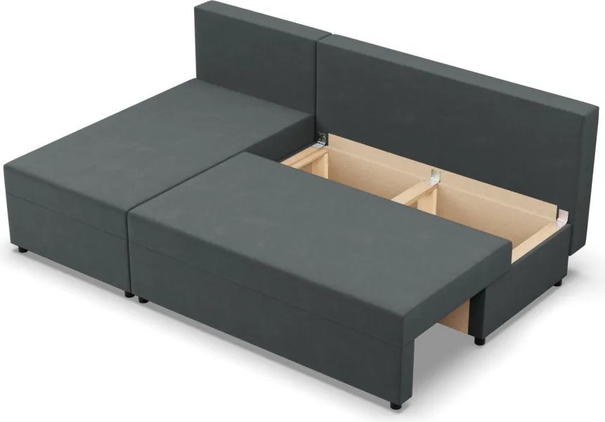 Nobu sarokkanapé, bársony, univerzális oldal, szürke