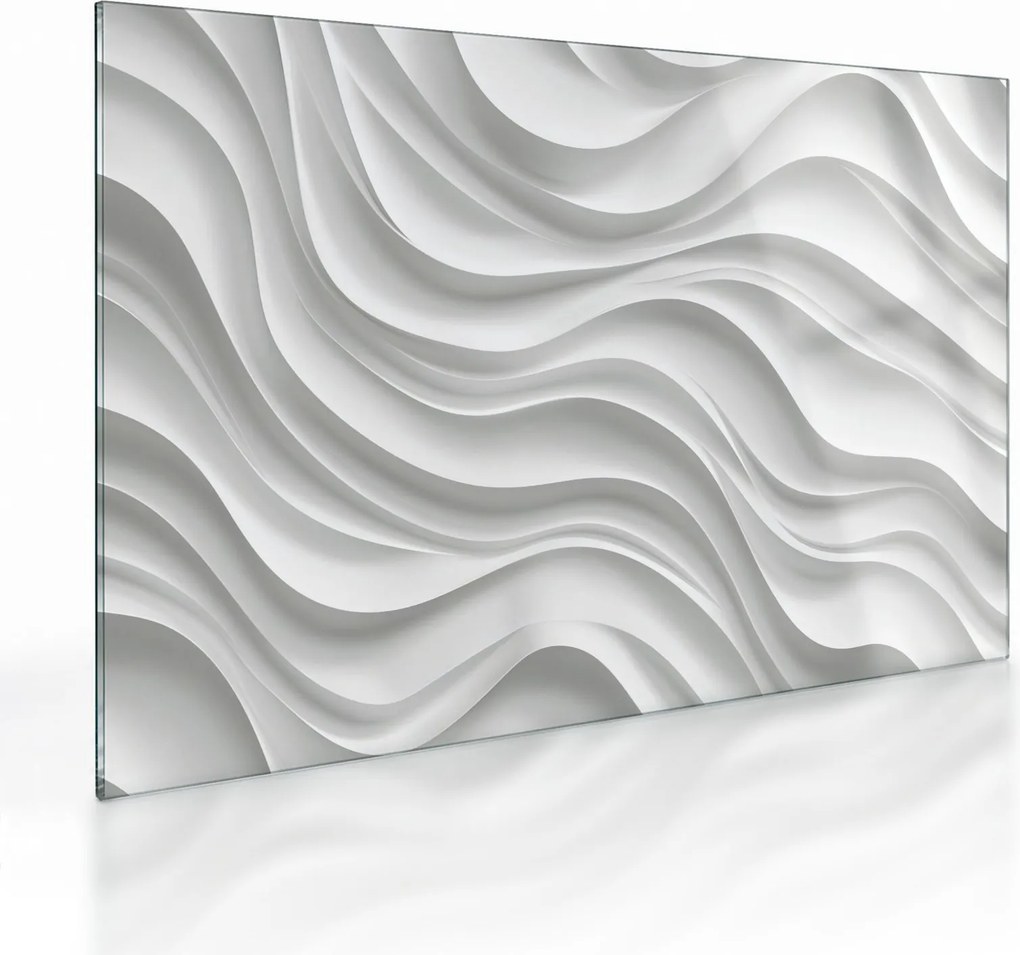 Üveg kép - 3D fehér hullámok (70x50 cm)