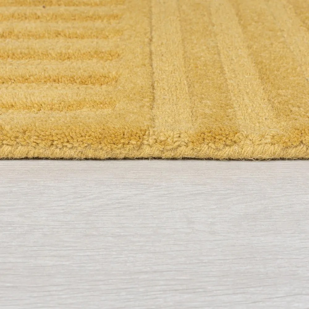 Zen Garden sárga gyapjú szőnyeg, 120 x 170 cm - Flair Rugs
