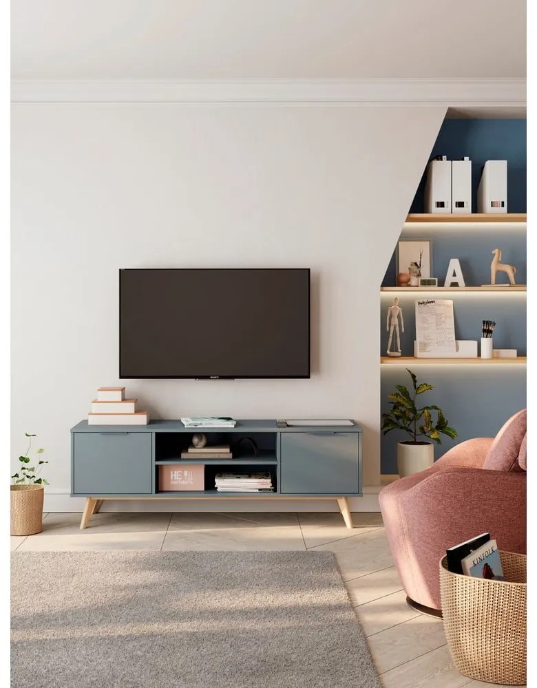 Szürkészöld TV-állvány 140x53x40 cm Pisco – Marckeric