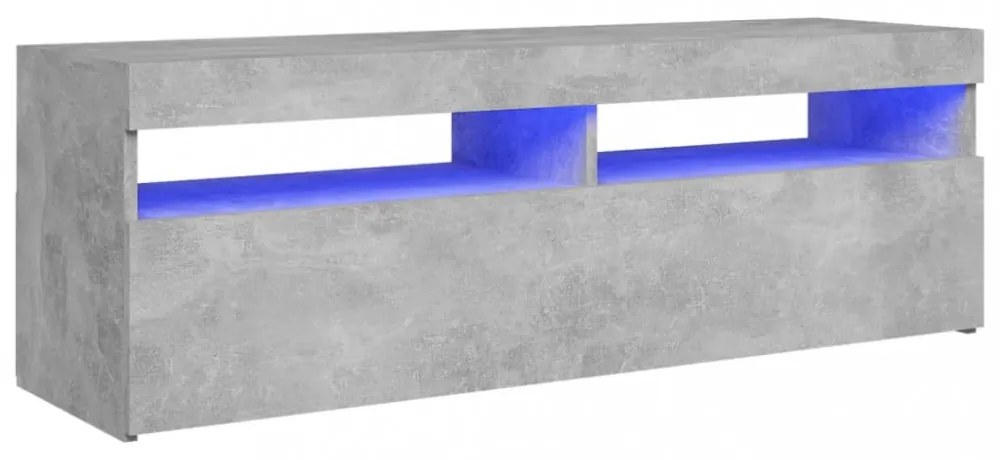 betonszürke TV-szekrény LED-lámpákkal 120 x 35 x 40 cm
