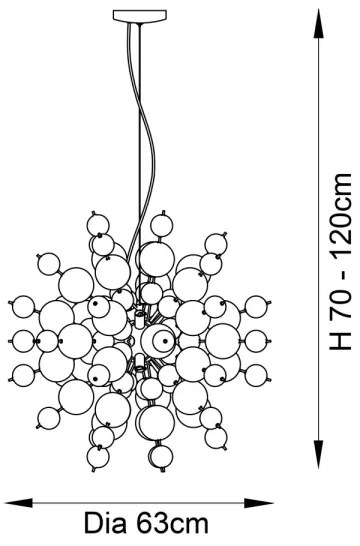 Endon 81583 - Kábeles csillár JOULES 9xE14/7W/230V fényes króm/füstszínű