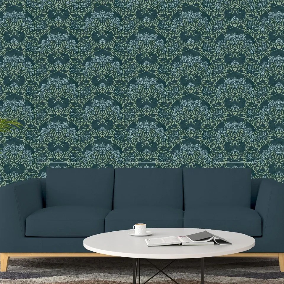 Arthouse Signature 2 Floral Trail kék-zöld leveles vlies tapéta – 259408