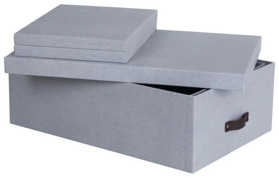 Világosszürke fedeles karton tárolódoboz szett 3 db-os 31x47x15 cm Inge – Bigso Box of Sweden