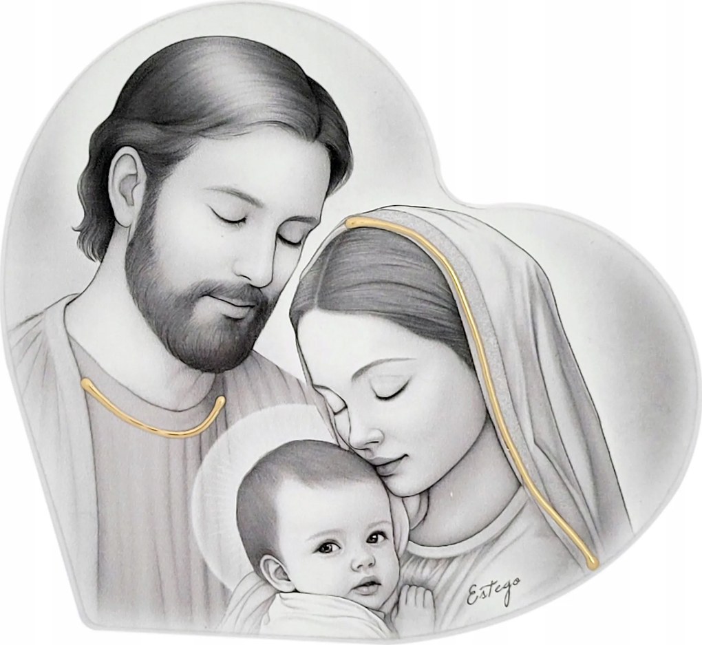 Fára festett Szent Család kép 20x18.1 cm Cikkszám: ES05185801D