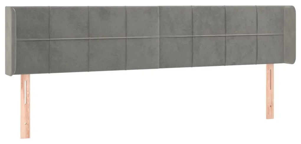 világosszürke bársony LED-es fejtámla 183 x 16 x 78/88 cm