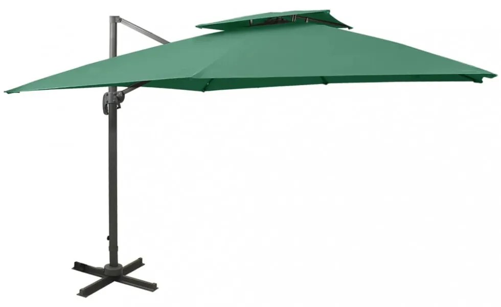 zöld dupla tetejű konzolos napernyő 300 x 300 cm
