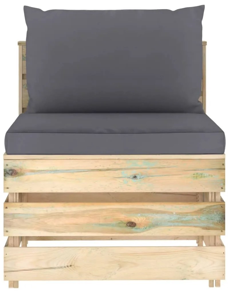 vidaXL zöld impregnált fa elemes középső kanapé párnákkal