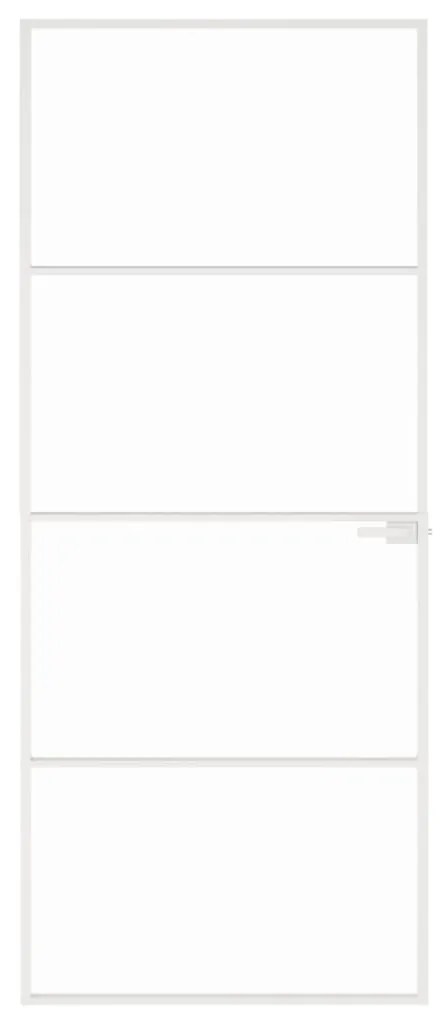 Fehér edzett üveg és alumínium vékony beltéri ajtó 83x201,5 cm