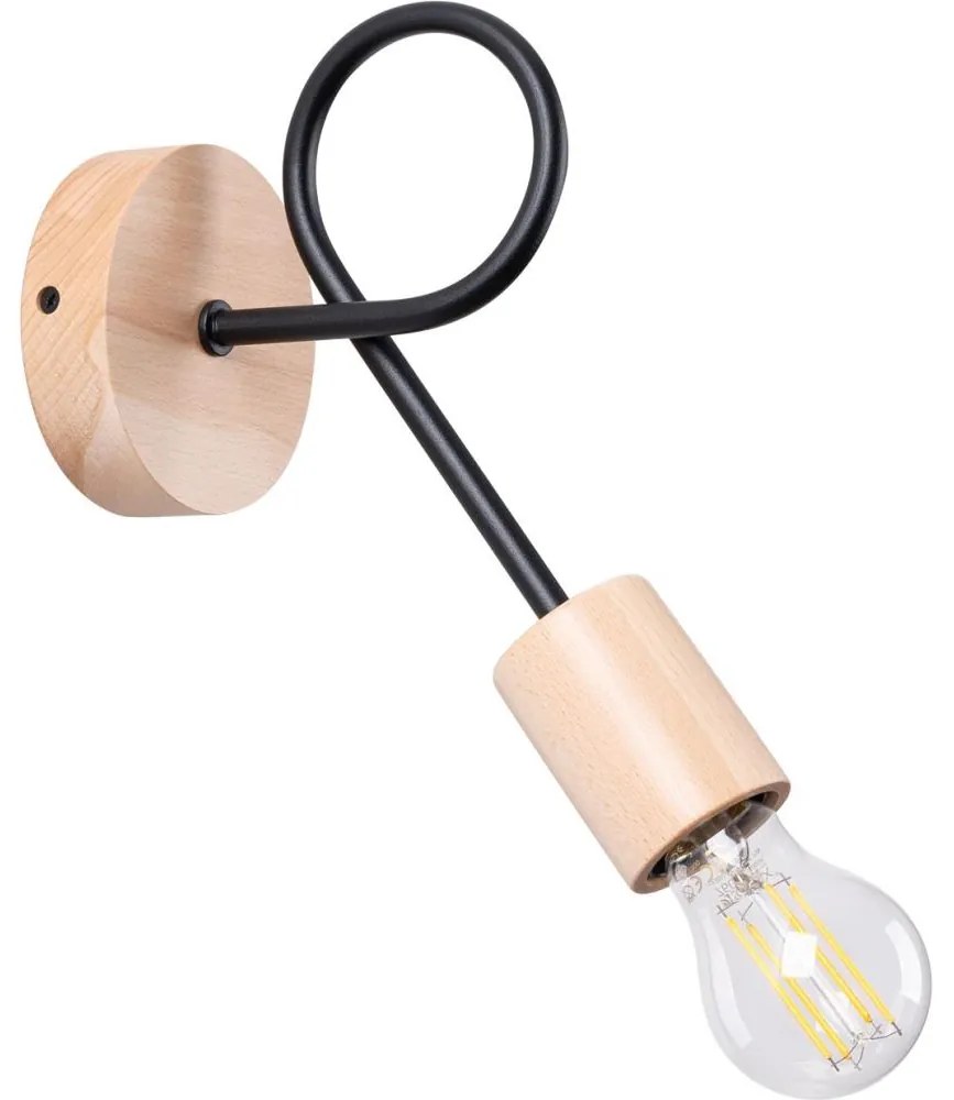 Sollux SL.1476 - Fali lámpa EMBER 1xE27/15W/230V fekete/bézs/bükkfa