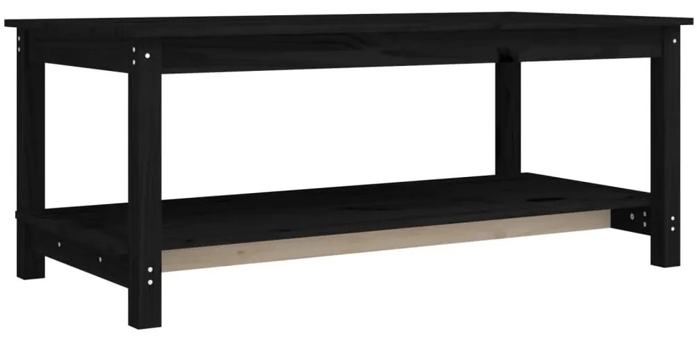 Fekete tömör fenyőfa dohányzóasztal 110 x 55 x 45 cm