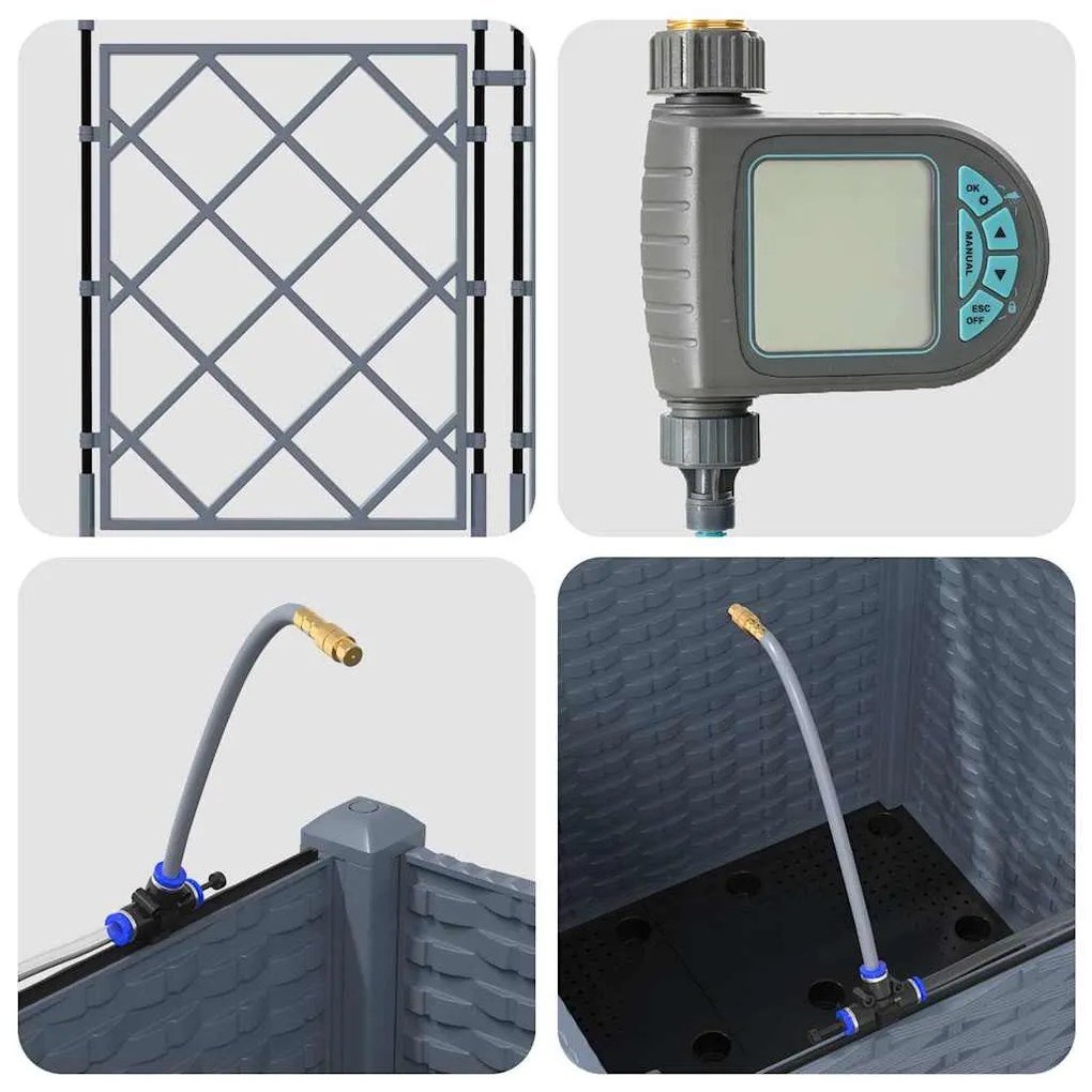 Kerti ültetők Világosszürke 40 x 40 x 142 cm Acél