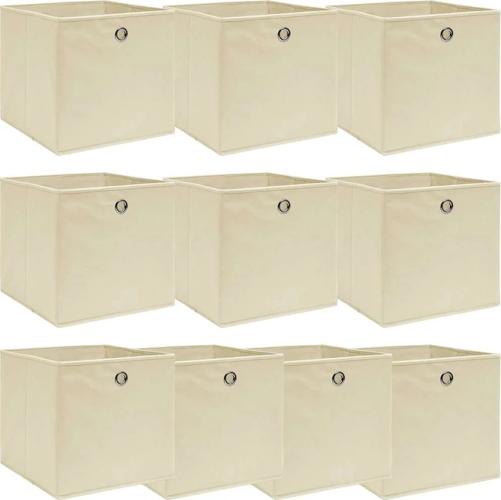 vidaXL 10 db krémszínű szövet tárolódoboz 32 x 32 x 32 cm