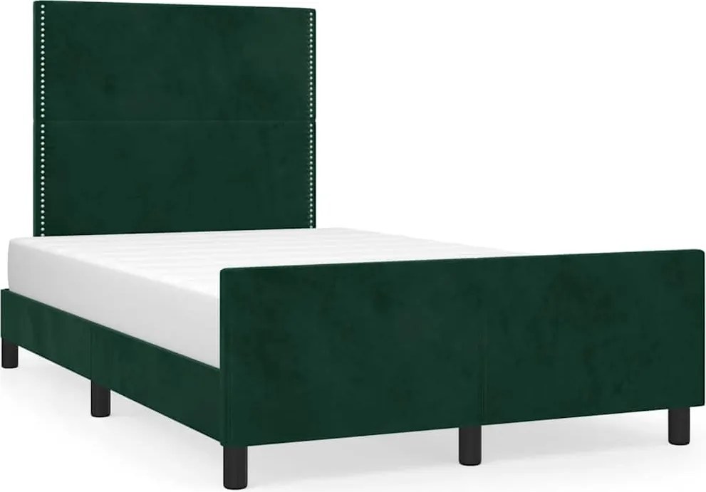 vidaXL sötétzöld bársony ágykeret matrac nélkül 120 x 200 cm