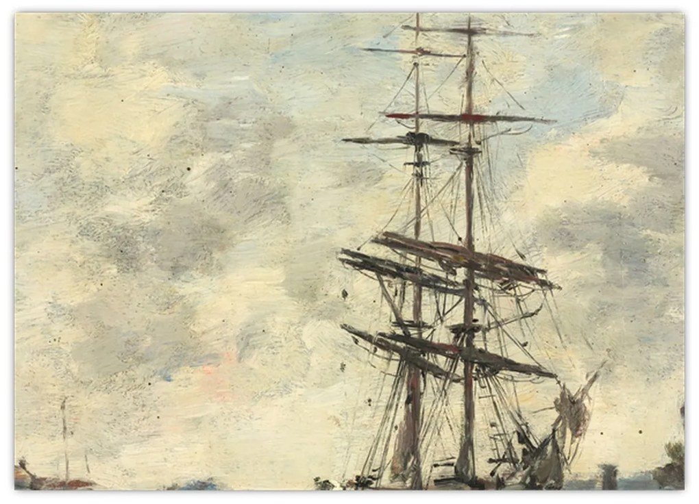 Üveg kép - Eugène Boudin, Ship on the Touques, reprodukciók (70x50 cm)