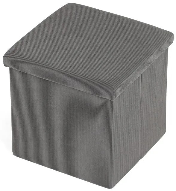 Szürke kordbársony tárolós puff – TAB-471