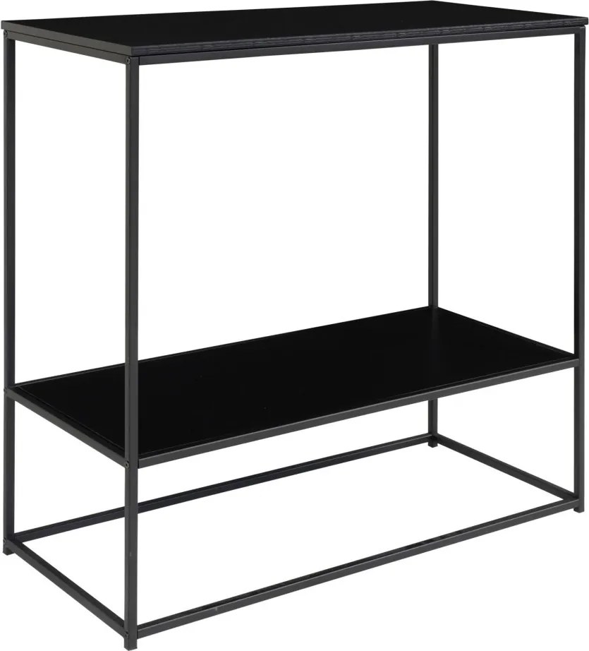 Konzolasztal 2 polccal, fekete 80x36x80cm