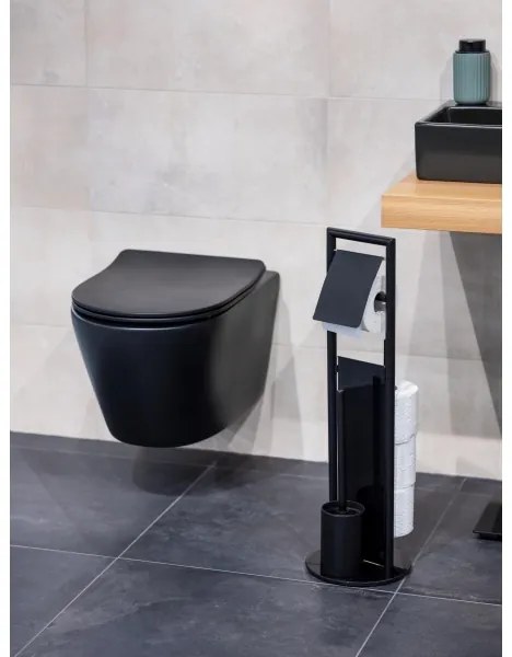 WENKO 24982800 - RAVINA WC-készlet 20x70 cm rozsdamentes acél/fekete