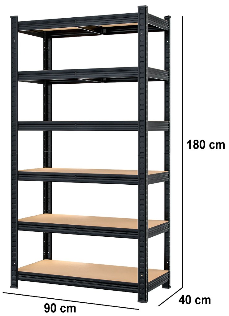 Deuba 2 db 6-polcos polcok set - fekete