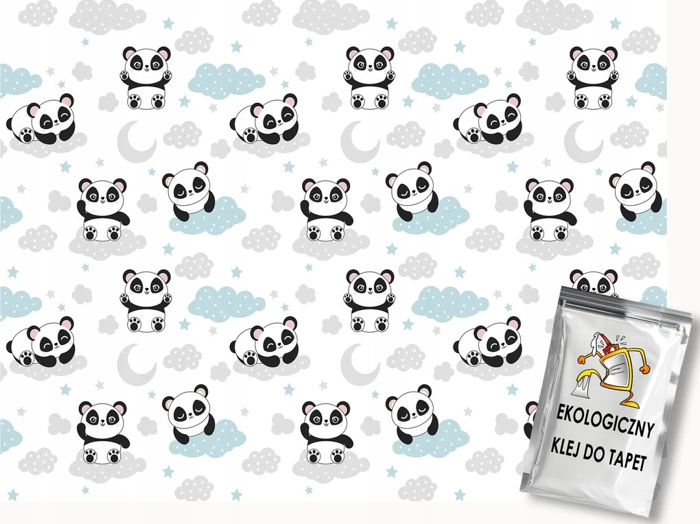 Fotótapéta Flizelina Gyerekek Éjszaka Álom Hold Felhők Panda Mackó 100x75 ragasztó