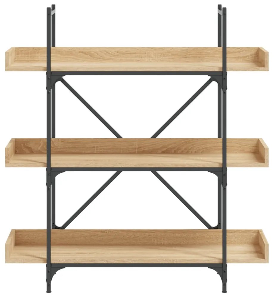 3-szintes sonoma tölgy szerelt fa könyvespolc 100x33x108,5 cm