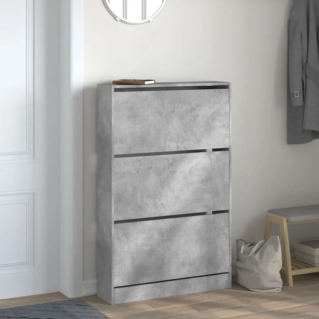 betonszürke szerelt fa cipősszekrény 80 x 21 x 125,5 cm