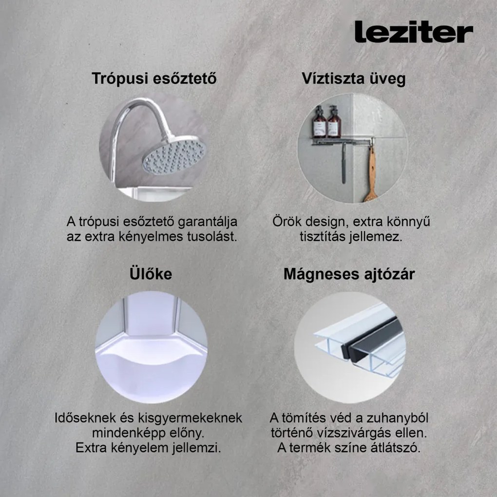 Karolino 80 black mélytálcás zuhanykabin