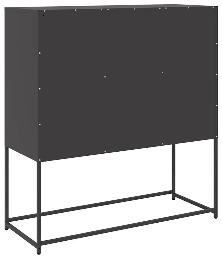 fekete hidegen hengerelt acél tálalószekrény 100,5x39x107 cm