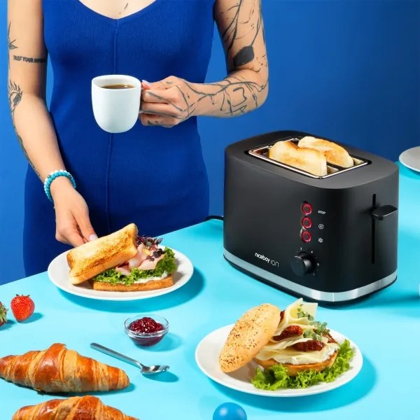 Niceboy ION Cruncher C3 - Kenyérpirító két lyukkal és pörkölővel 870W/230V fekete
