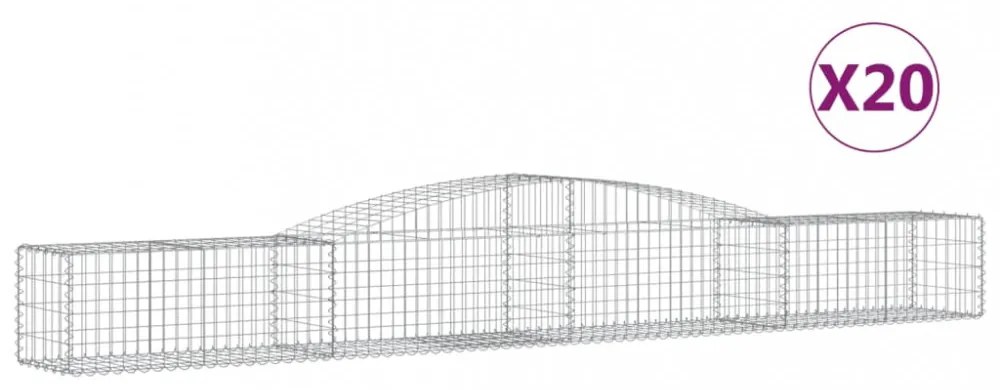 vidaXL 20 db íves horganyzott vas gabion kosár 400x50x40/60 cm