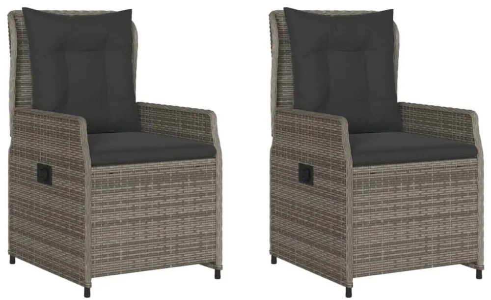 2 db szürke polyrattan dönthető kerti szék